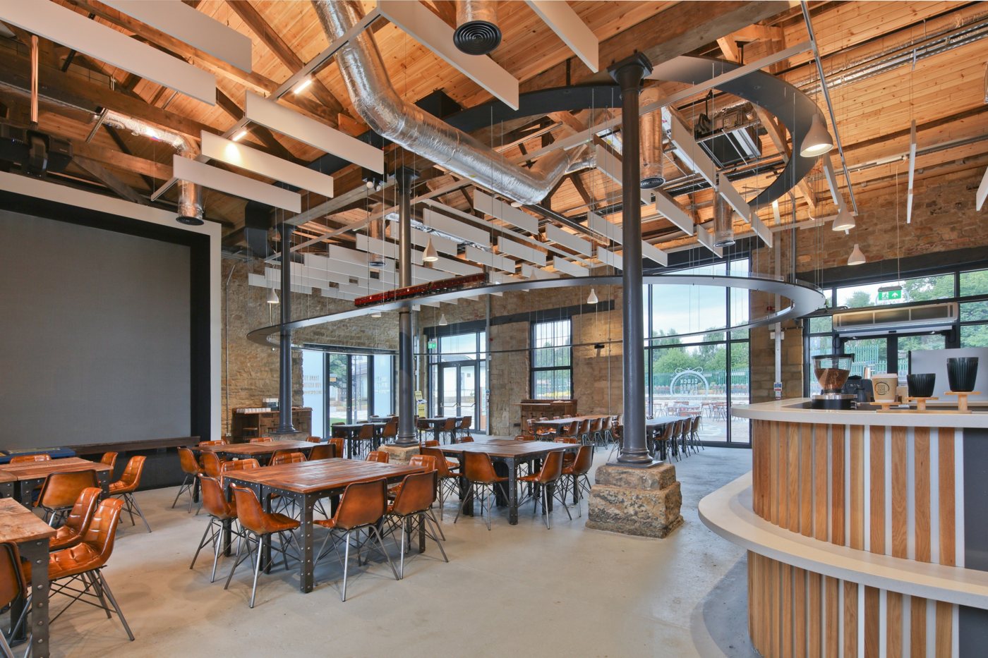A historic building creatively reused as a dining hall